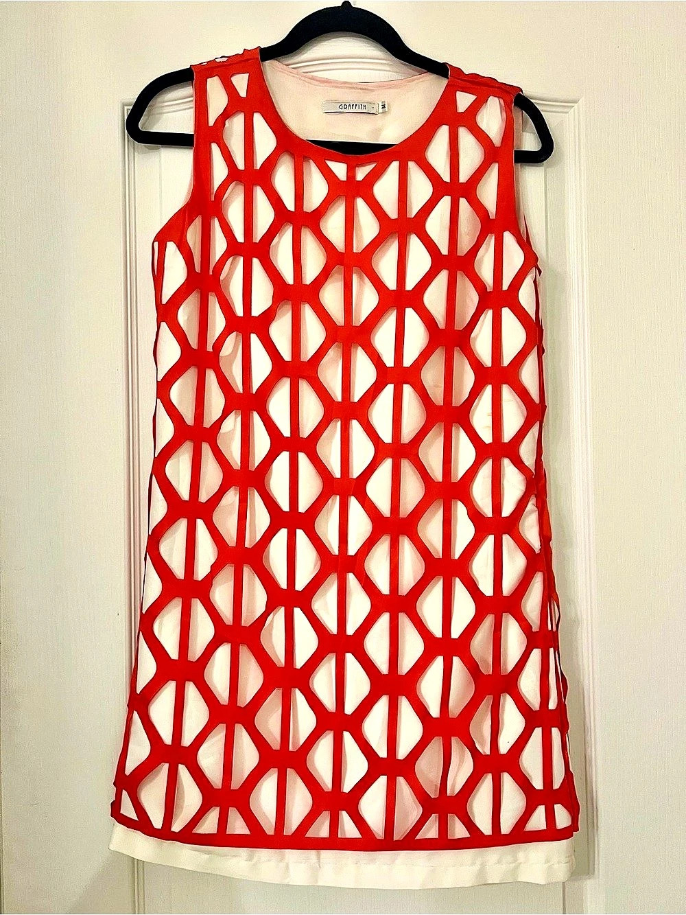 Graffiti Red Geometric Cutout Dress Size Medium Like New